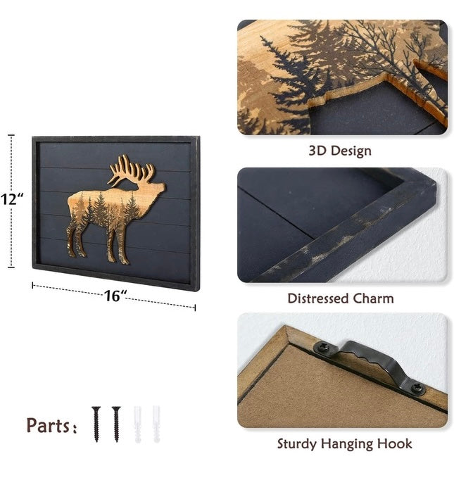 3D Elk Woodland Art