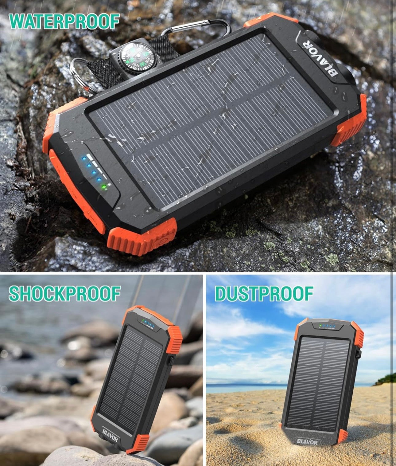 10,000mAh Solar Power Bank